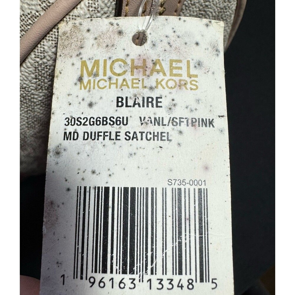 MICHAEL KORS BLAIRE VANILLA PINK LOGO GOLD CHAIN MED DUFFLE SATCHEL BAG *READ*** - Picture 13 of 13